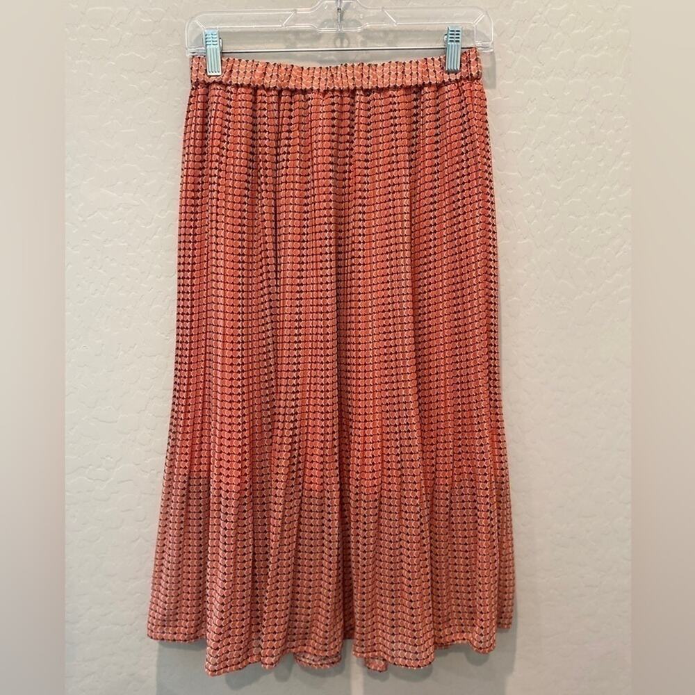 BANANA REPUBLIC Pleated Midi Skirt Orange Geometric Print Resort NWT | XS - Picture 2 of 6